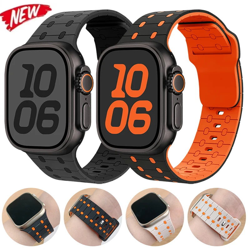 Silicone band For Apple Watch band 45mm 41mm 44mm 49mm 40mm 38mm 42mm 46mm band correa Apple Watch Series 10 9 8 7 6 5 3 SE Ultra