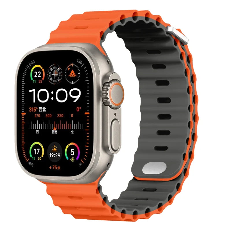 Ocean band for Apple Watch Ultra 3 2 band 49mm Series 45mm 41mm 46mm 42mm 40mm 44mm Silicone watch band Apple Watch 11 10 9 8 7 6 5 SE2