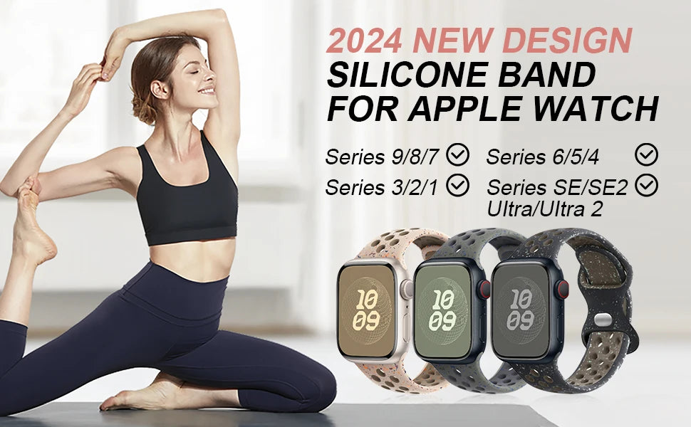 Silicone band for Apple Watch band 40mm 41mm 45mm 44mm 46mm 49mm 42mm Breathable band Apple Watch Series 11 10 9 8 SE 3 Ultra 2