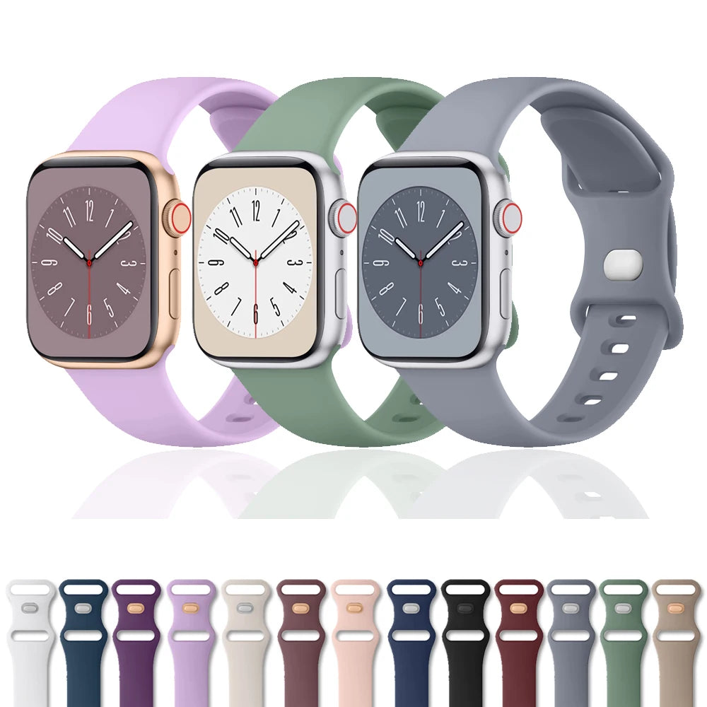 Soft Silicone band for Apple Watch 10 9 8 7 6 5 4 3SE band for Apple Watch Ultra 49mm 45mm 46mm 41mm 40mm 44mm 38mm 42mm Band