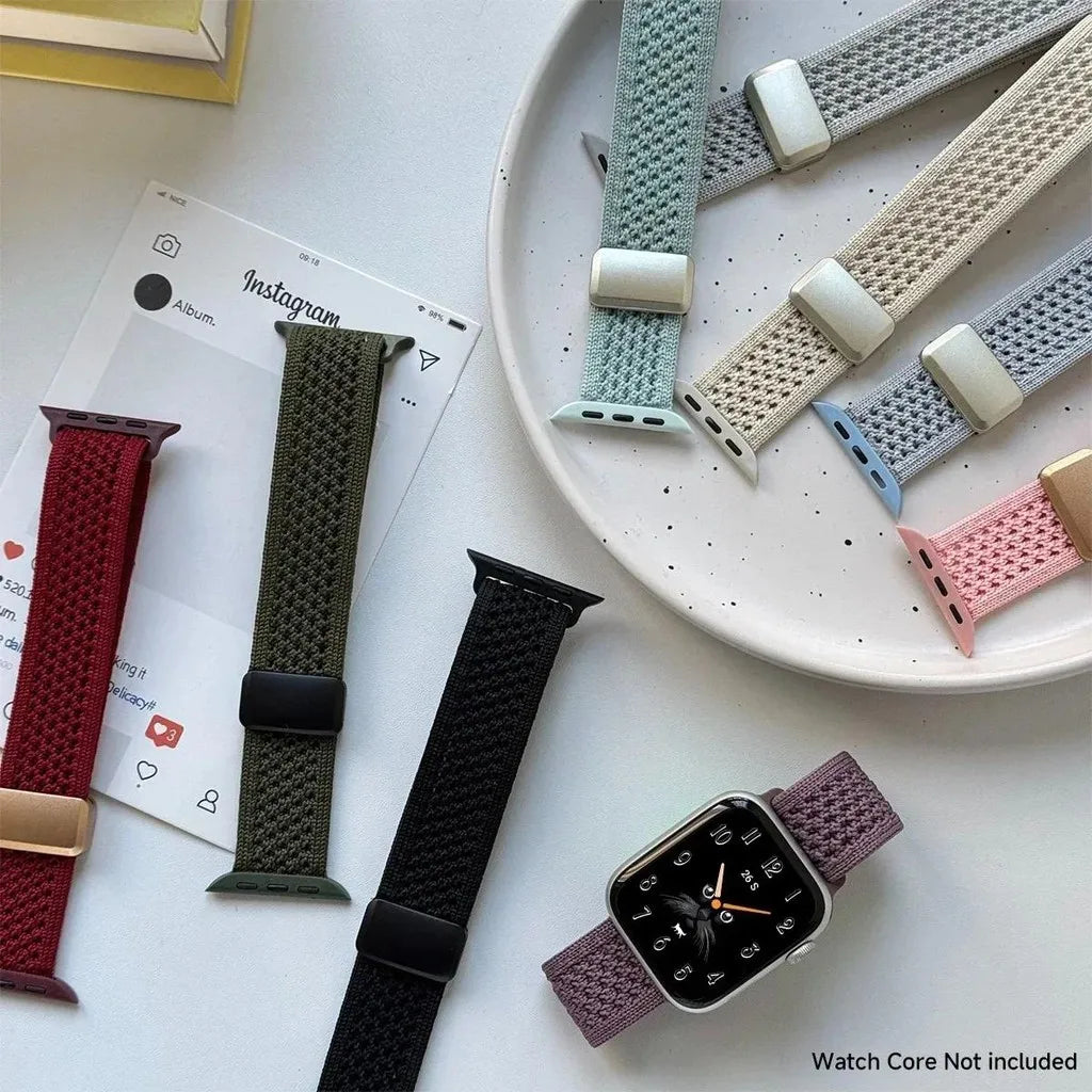 Cartoon Braid Nylon Magnetic Buckle band For Apple Watch Series 10 40mm 41mm 42mm 44mm 45mm 46mm For Apple Watch 10 9 8 6 5 4