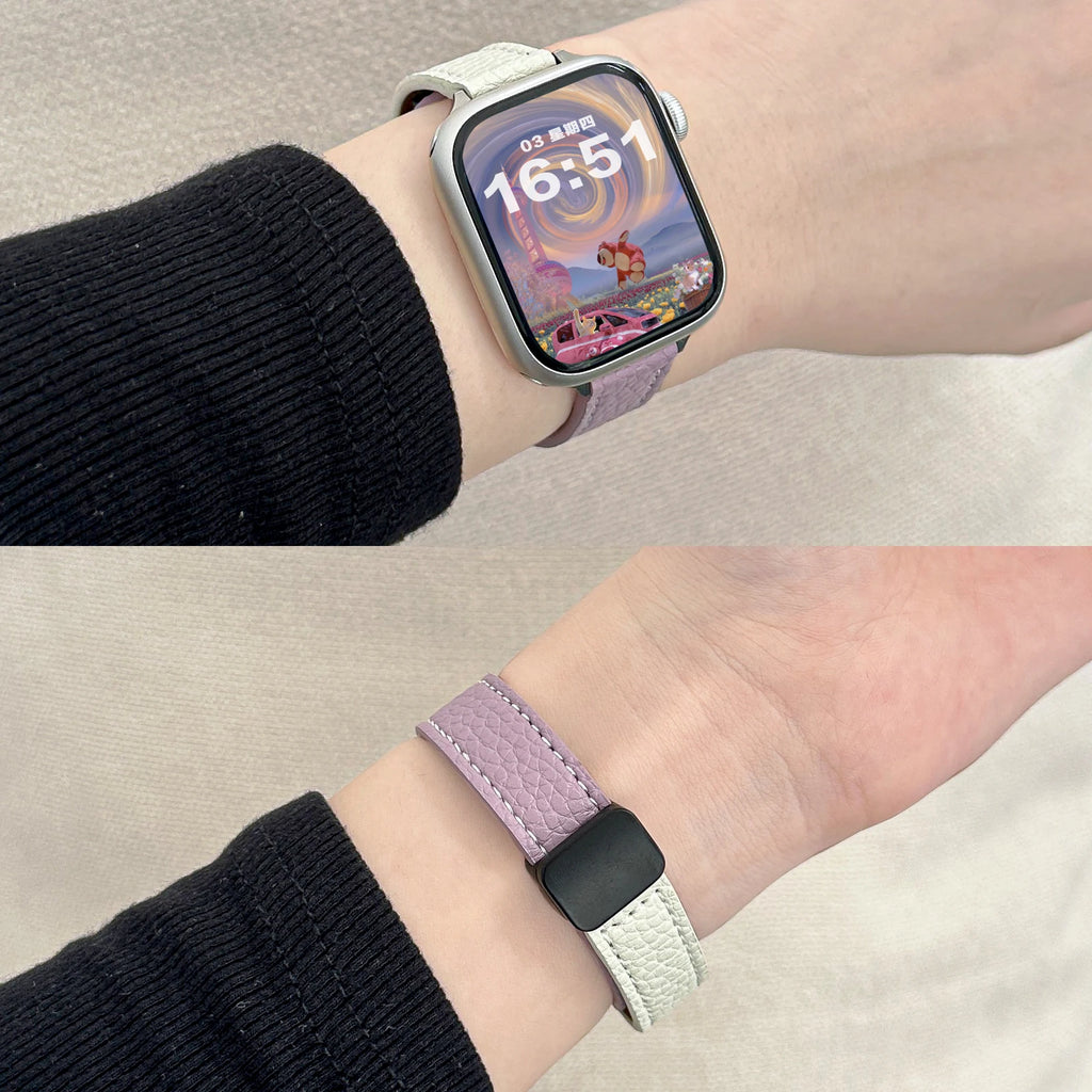 Folding Slim Leather Magnetic watch band For Apple Watch 10 11 42mm 46mm SE 44mm 40mm 9 8 7 41mm 45mm band 6 5 4 band For Apple Watch