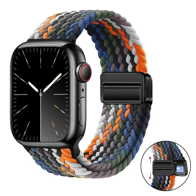 Magnetic Braided band For Apple Watch band 46mm 42mm 45mm 41mm 44mm 40mm Ultra 2 49mm Nylon band Apple Watch 10 9 8 7 6 5 4 SE