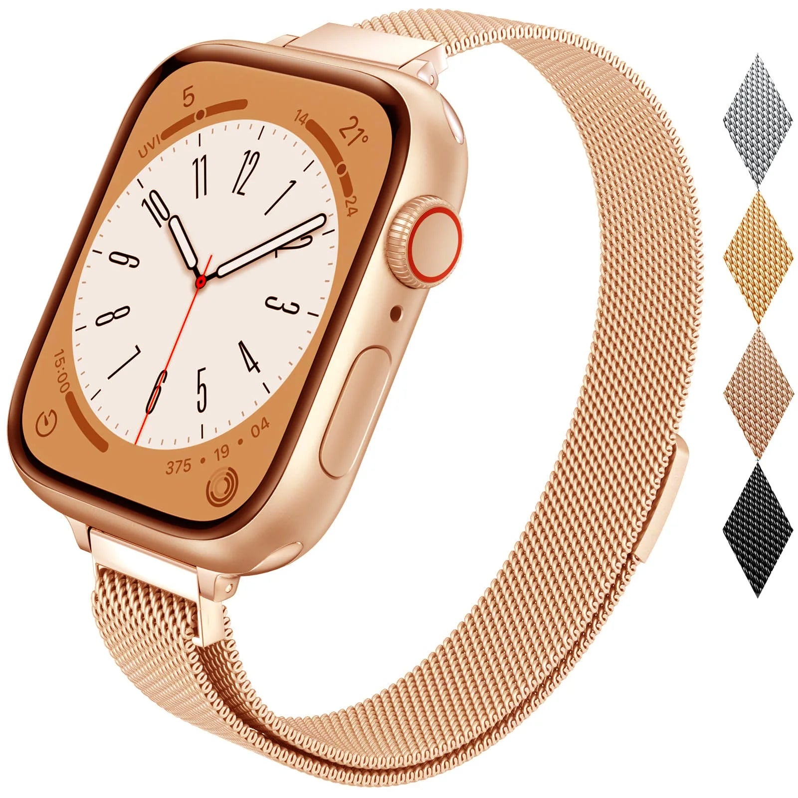 Stainless Steel Milanese band Suit for The Entire Range of Apple Watch Series Thin Stainless Steel Mesh band Magnetic bands