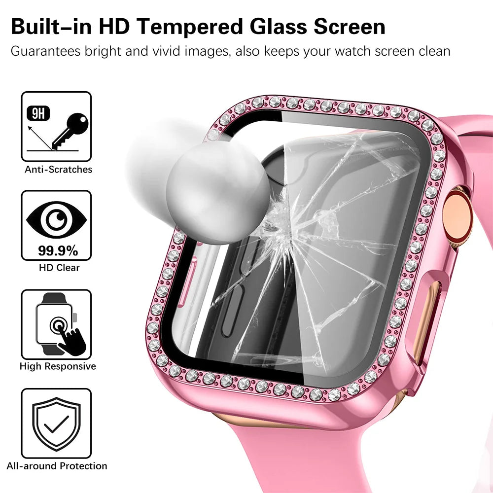 Diamond Band+cover for Apple Watch case Series 10 42mm 46mm 41mm 45mm band+Screen Protector+Bumper Apple Watch 9 8 7 6 5 4 40mm 44mm