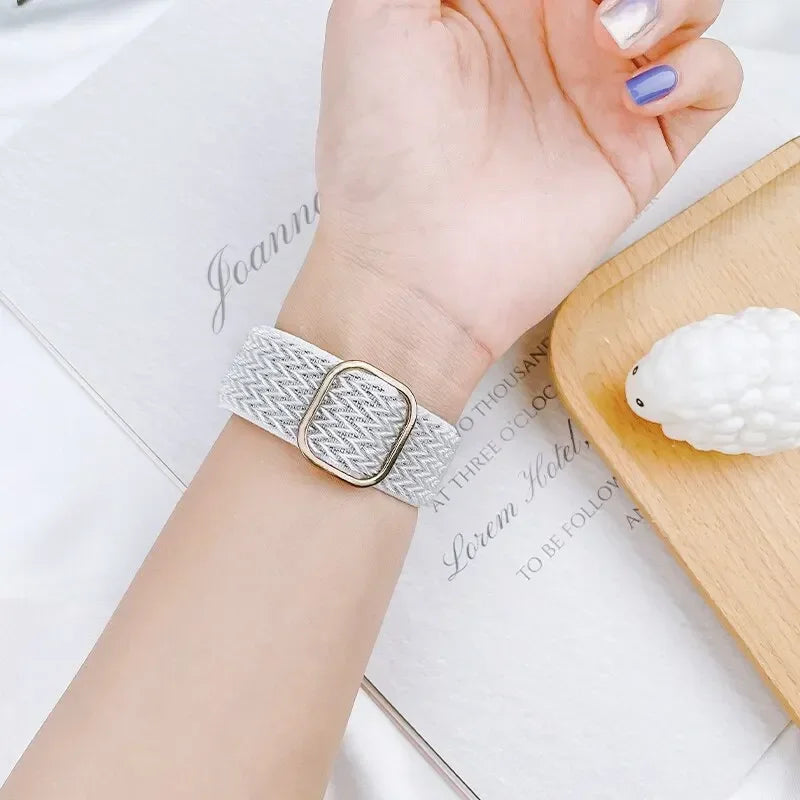 Bohemian Nylon band for Apple Watch Ultra 2 49mm 42mm 45mm 38mm 40mm 41mm 44mm Elastic Shiny band Apple Watch Series 10 9 8 7 6 5 4 3 SE