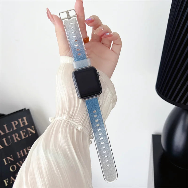 Bling Transparent band for Apple Watch Ultra 2 band 49mm 45mm 41mm 44mm 40mm 46mm Silicone band Apple Watch Series 10 9 8 7 6 5 SE