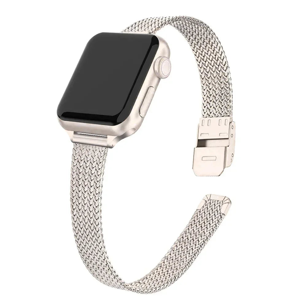 Slim band metal band for Apple Watch 10 9 8 7 6 SE 5 4 44mm 45mm 49mm Ultra Stainless Steel Milanese band for Apple Watch 42mm 46mm