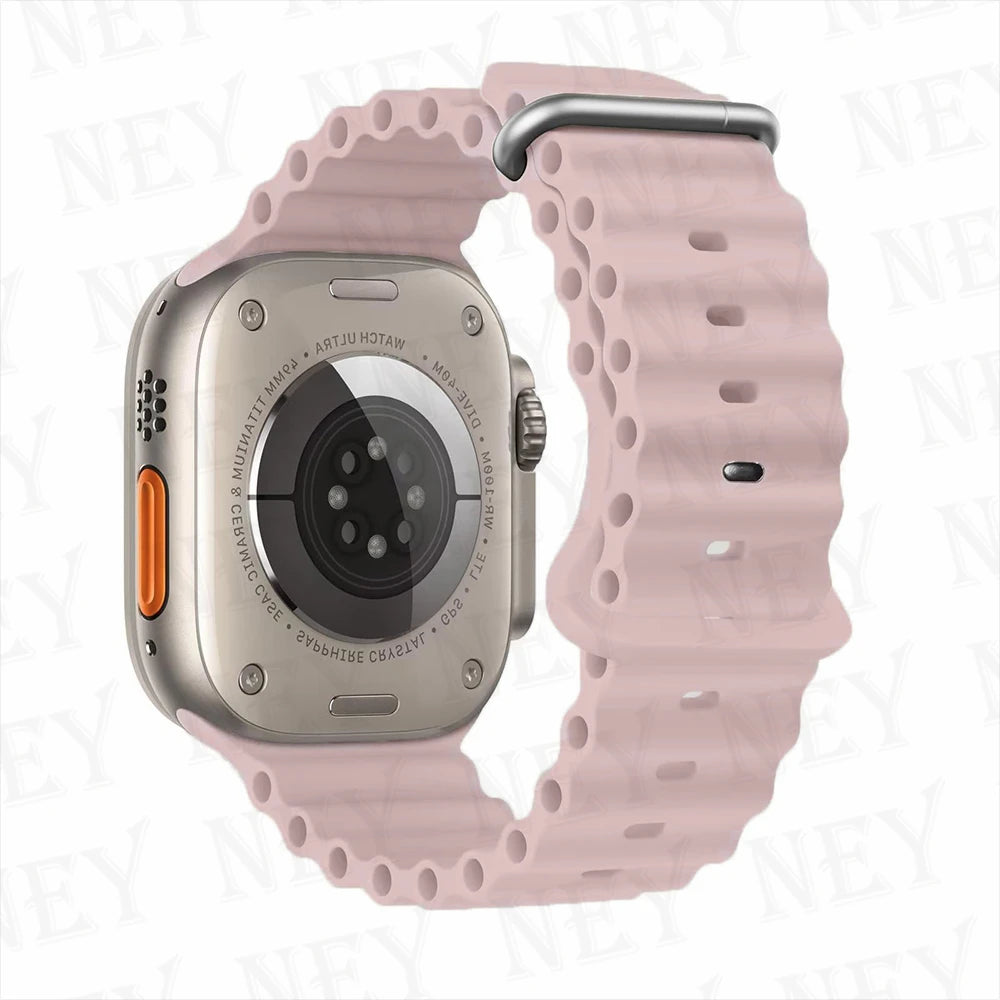 Ocean band for Apple Watch Ultra 2 49mm 44mm 45mm 42mm 38mm 40mm 41mm silicone band correa Apple Watch Series 9 8 7 SE 6 5 4 3 band
