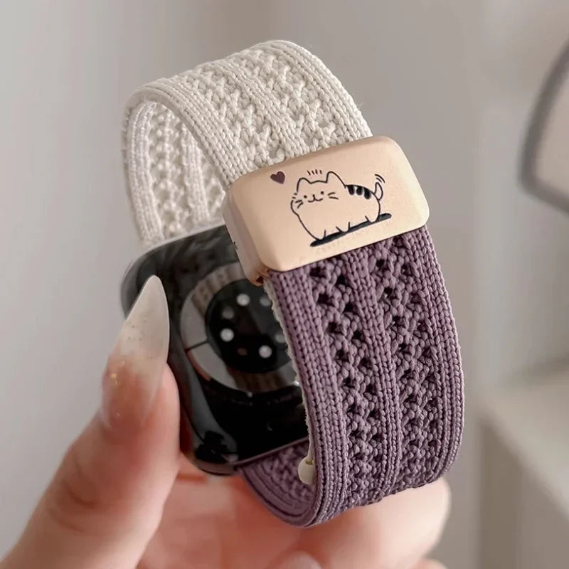 Braided band For Apple Watch band 44mm 40mm 45mm 46mm 49mm 41mm 38mm Magnetic Nylon band Apple Watch Series SE 7 6 8 9 10 Ultra 2