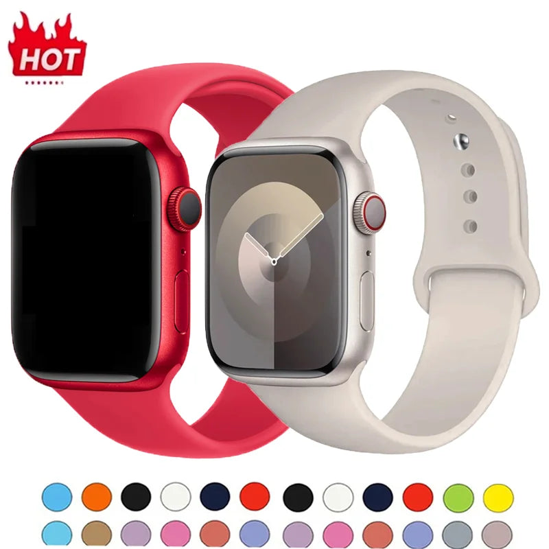 Silicone band For Apple Watch band 44mm 45mm 40mm 41mm 42mm 38mm 44mm sport band Apple Watch Series 8 7 6 5 4 3 SE 9 Ultra 2 49mm