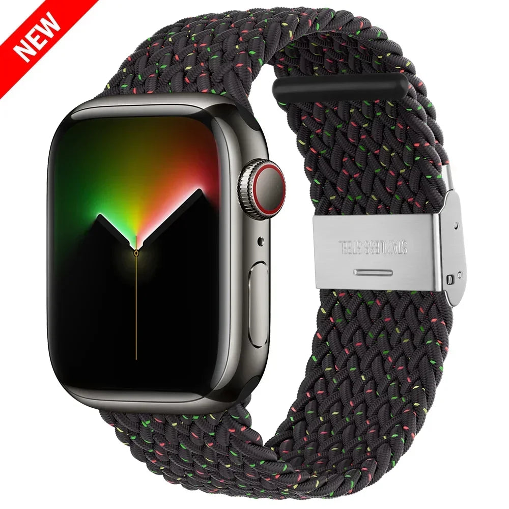 Braided Solo Loop For Apple Watch Ultra band 49mm 45mm 40mm 41mm 44mm Nylon Elastic band Apple Watch Series 10 9 8 SE 6 7 5 4 band