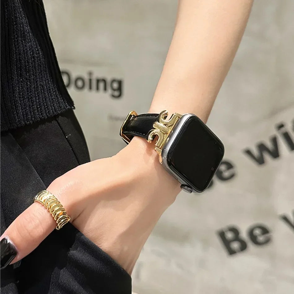 For Apple Watch band Series Ultra 10 9 8 7 6 5 Luxury Leather loop For Women 38mm 40mm 41mm 42mm 44mm 45mm 46mm 49mm band