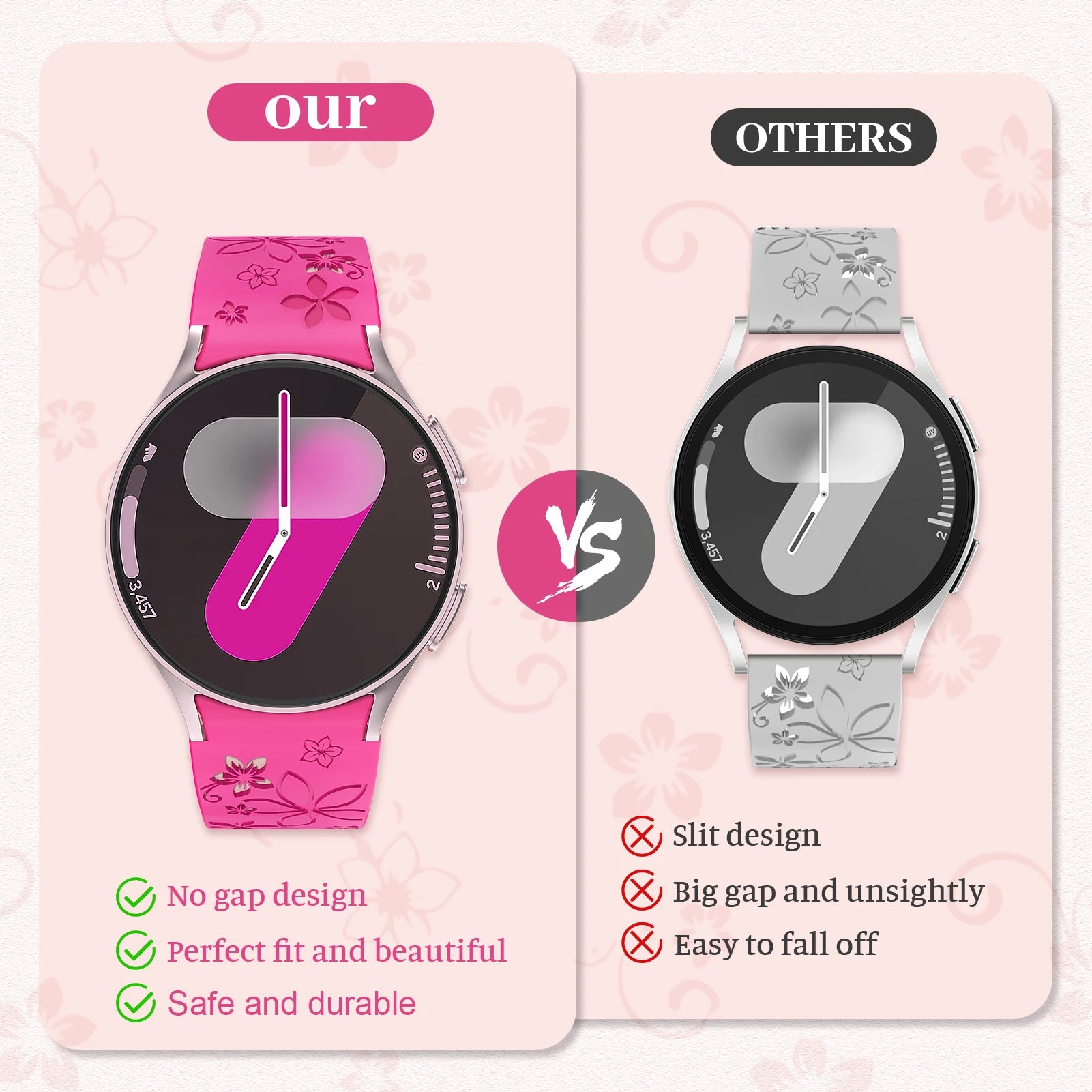 No Gaps Band for Samsung Galaxy Watch 7/5 Pro/4 6 Classic 40 44mm Engraved Silicone Sport Bracelet correa Galaxy Watch 7 Straps