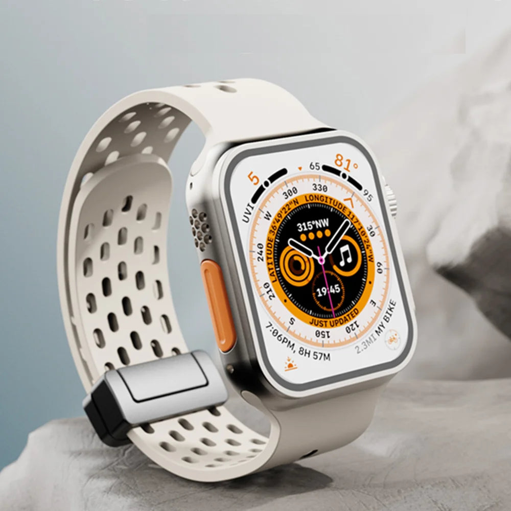 Breathable silicone band for Apple Watch band Ultra 2 49mm 44mm 40mm 42mm 46mm 41mm 45mm band Apple Watch Series 11 10 9 8 7 6 SE3