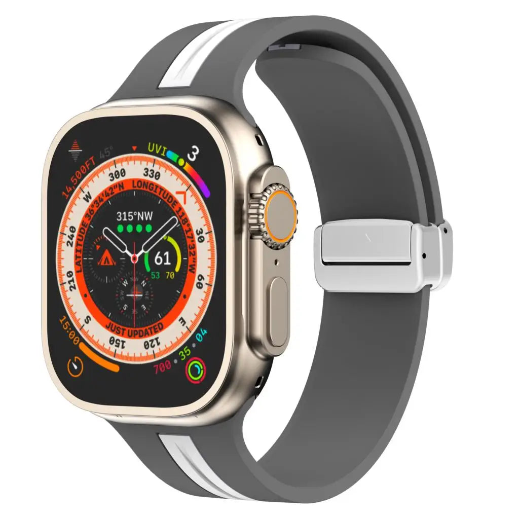 Magnetic buckle band For Apple Watch Ultra 2 band 49mm 44mm 40mm 45mm 41mm 38mm Silicone band Apple Watch Series 7 3 6 5 SE 8 9