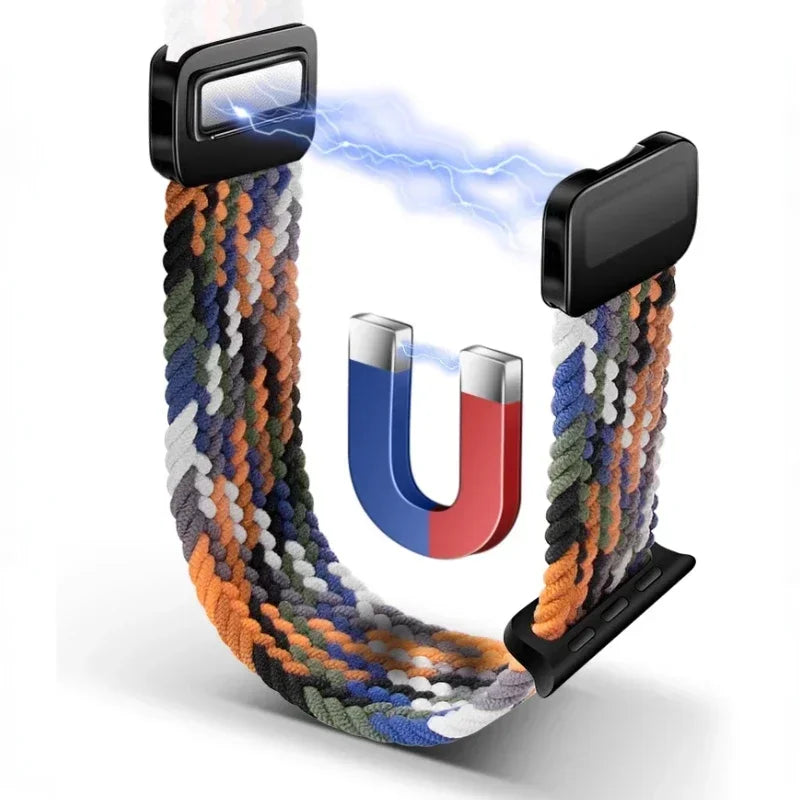 Nylon Braided Loop band for Apple Watch Ultra 3 2 49mm 11 10 42mm 46mm 9 8 7 45mm 41mm Magnetic band Apple Watch 6 5 SE 44mm 40mm band