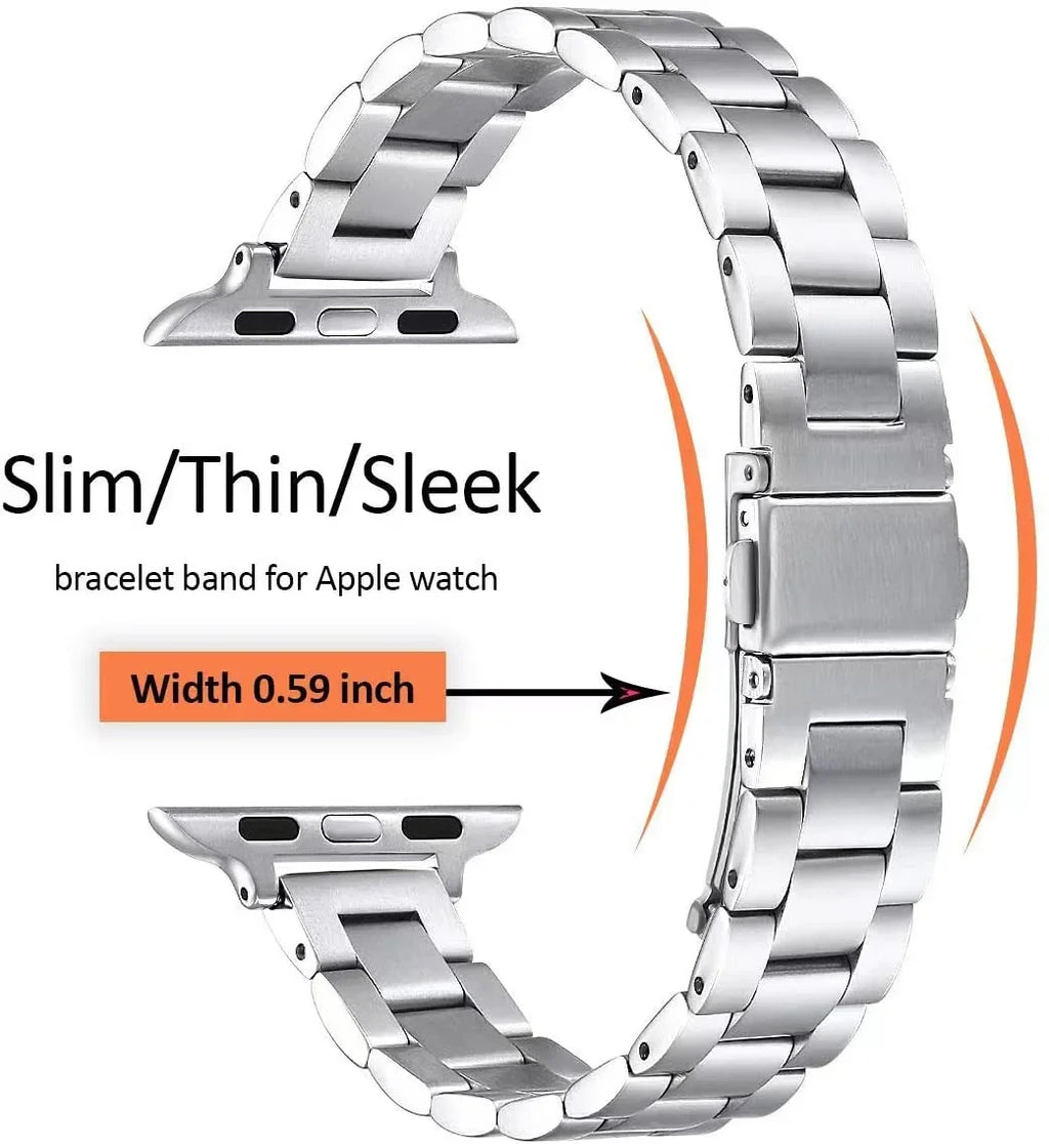 Women Slim metal band For Apple Watch 8 7 41mm 45mm Stainless Steel band Apple Watch Ultra 49mm 6 5 4 3 SE2 44mm 40mm 42mm Band