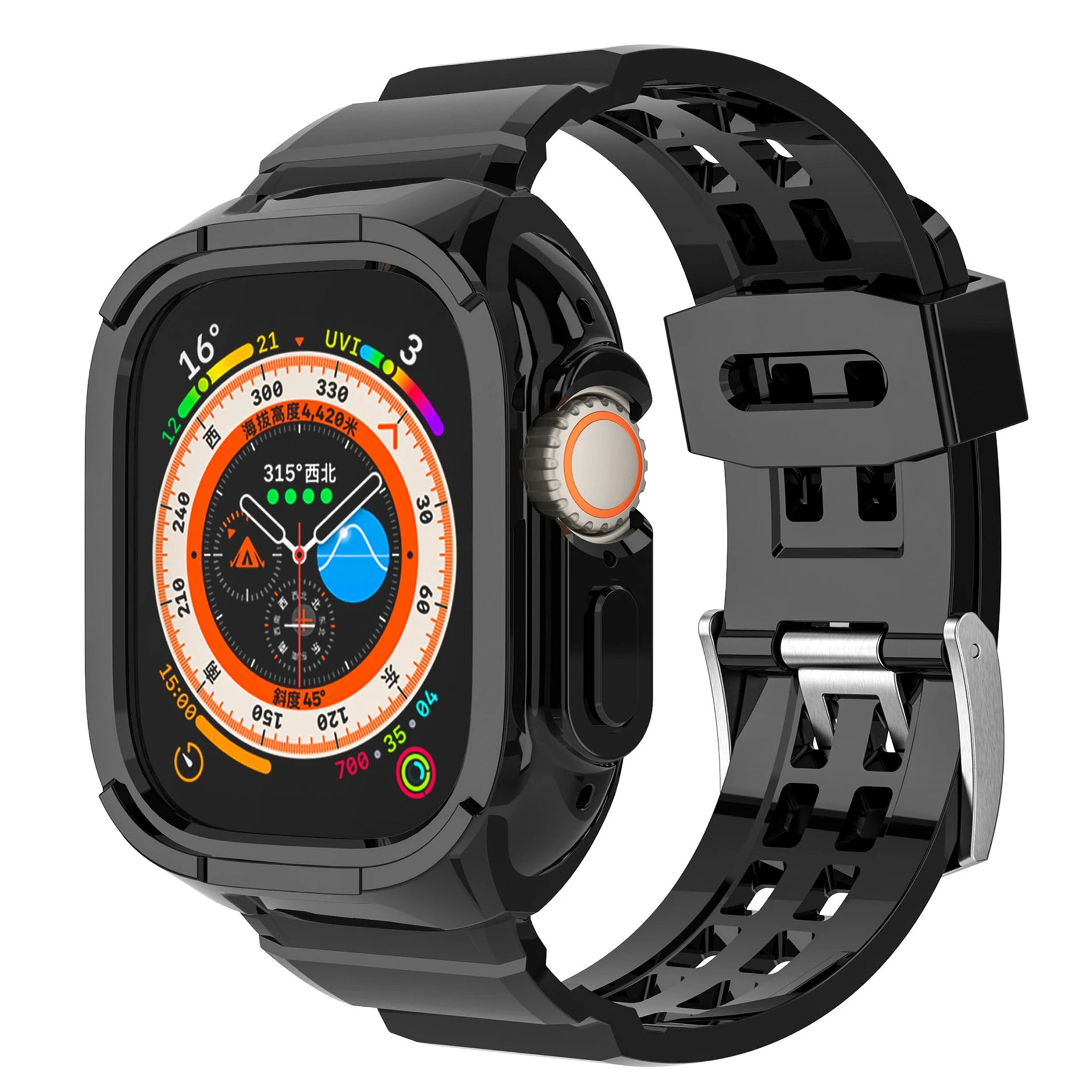 case+band For Apple Watch Ultra band 49mm Accessories Transparent Sport silicone band+Protective Bumper Apple Watch cover 49mm