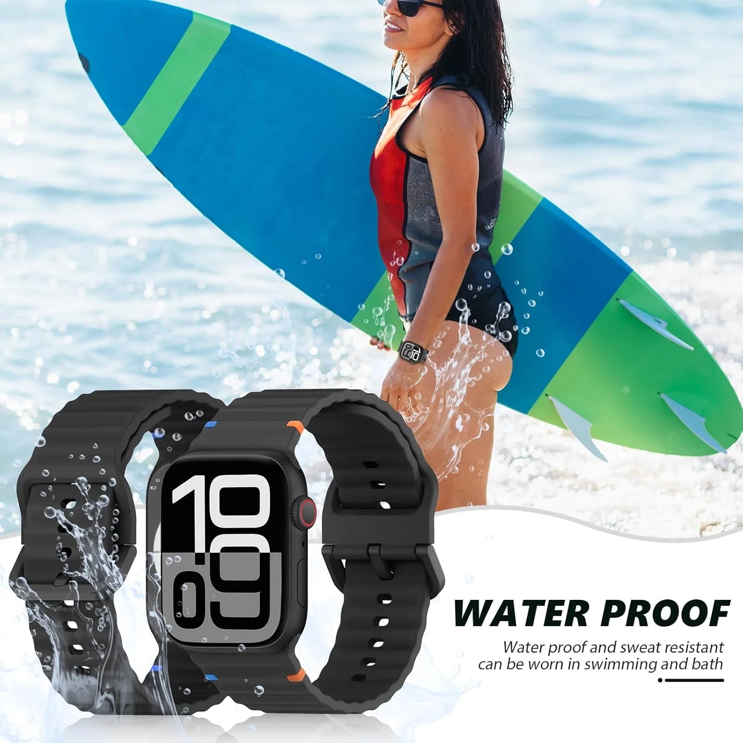 Silicone band for Apple Watch 10 band 46mm 42mm 49mm 45mm 44mm 40mm 41mm correa band belt Apple Watch Series 10 9 8 6 7 5 SE Ultra