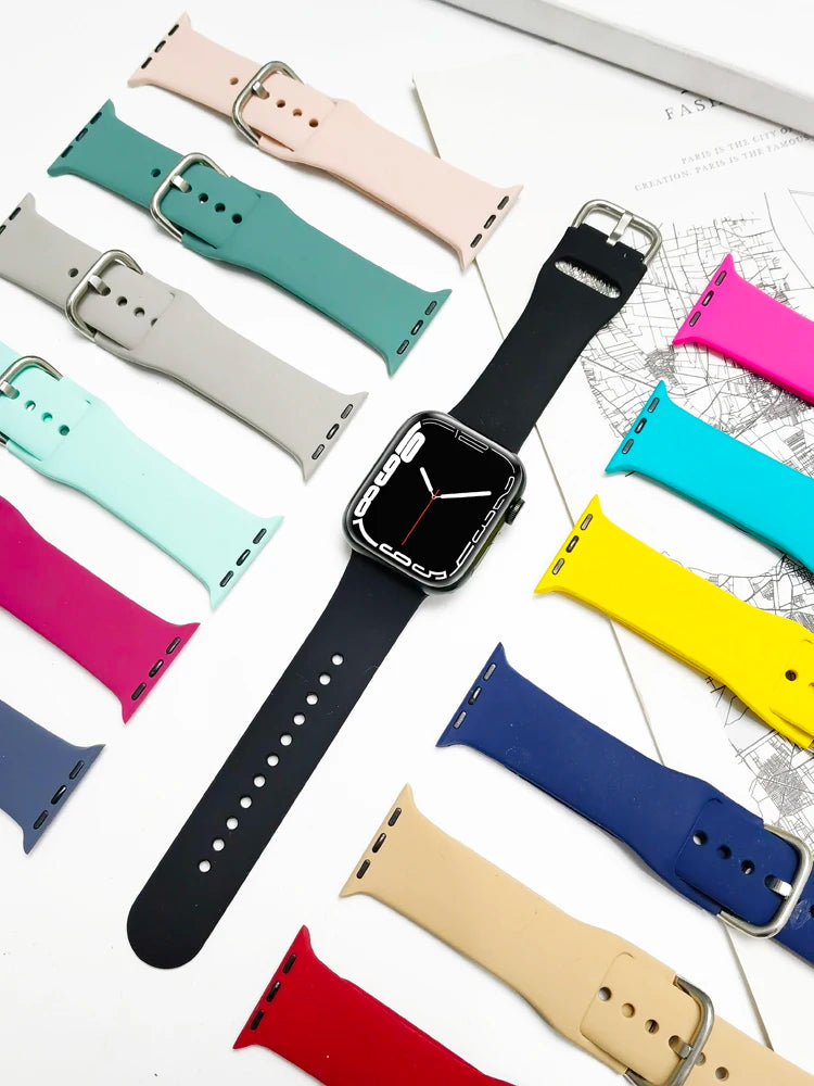 Silicone band For Apple Watch band 40mm 44mm 45mm 41mm 49mm 42mm 44mm 45mm watch band Apple Watch Series 8 7 6 5 4 3 SE Ultra