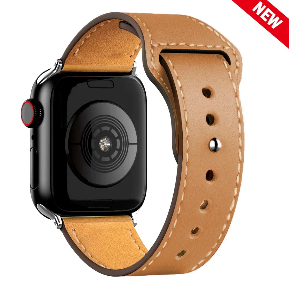 Leather band For Apple Watch Ultra 2 49mm 44mm 40mm 41mm 45mm 38mm 42mm wrist band for Apple Watch Series 9 8 7 3 4 5 6 se