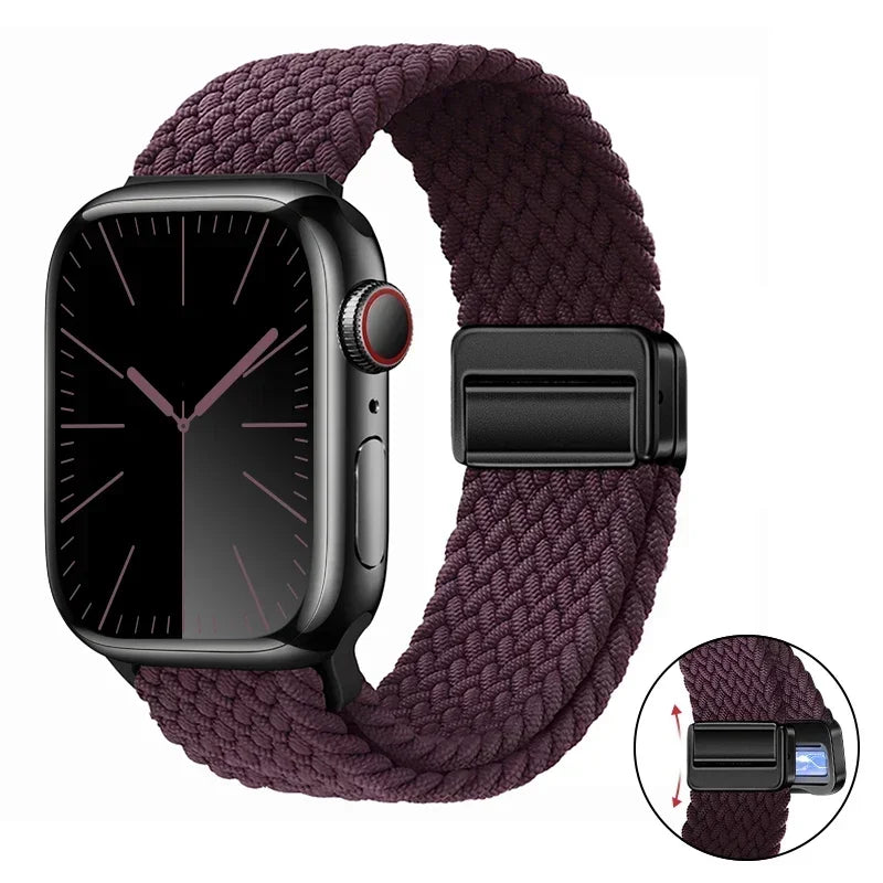 Magnetic Braided band For Apple Watch band 46mm 42mm 45mm 41mm 44mm 40mm Ultra 2 49mm Nylon band Apple Watch 10 9 8 7 6 5 4 SE