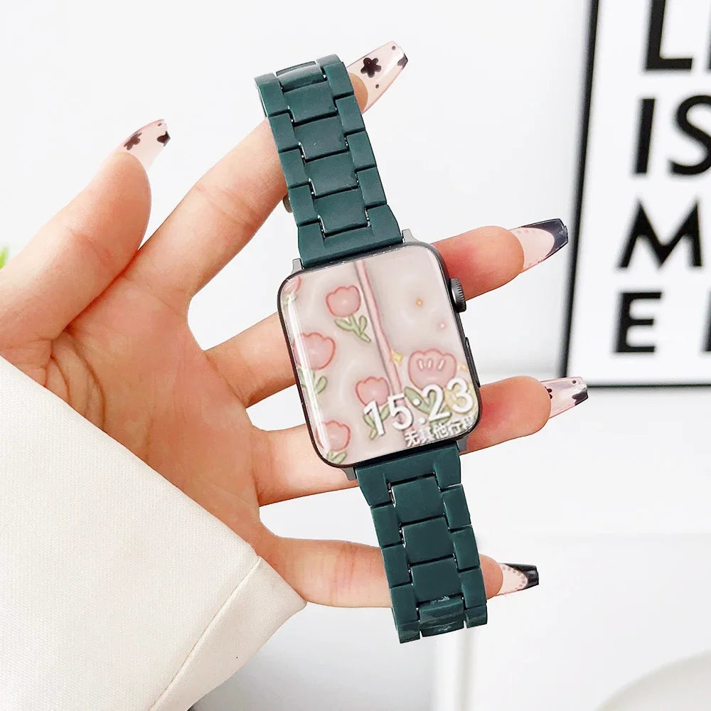 Resin Watch band for Apple Watch 44mm band 42mm 38mm correa watch band for Apple Watch Series 10 8 7 6 SE 5 4 40mm 41mm 45mm 49mm Ultra