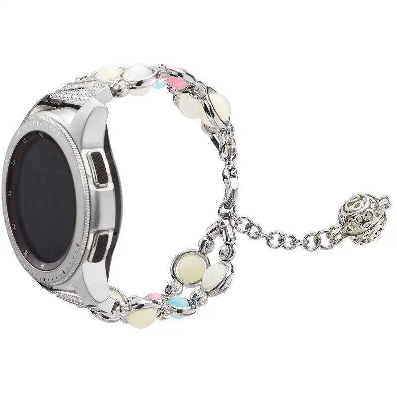 Correa de Metal luminoso para Samsung Galaxy Watch, pulsera clásica de 22mm, 20mm, 40mm, 44mm, 4, 45mm, 42mm, Active 2