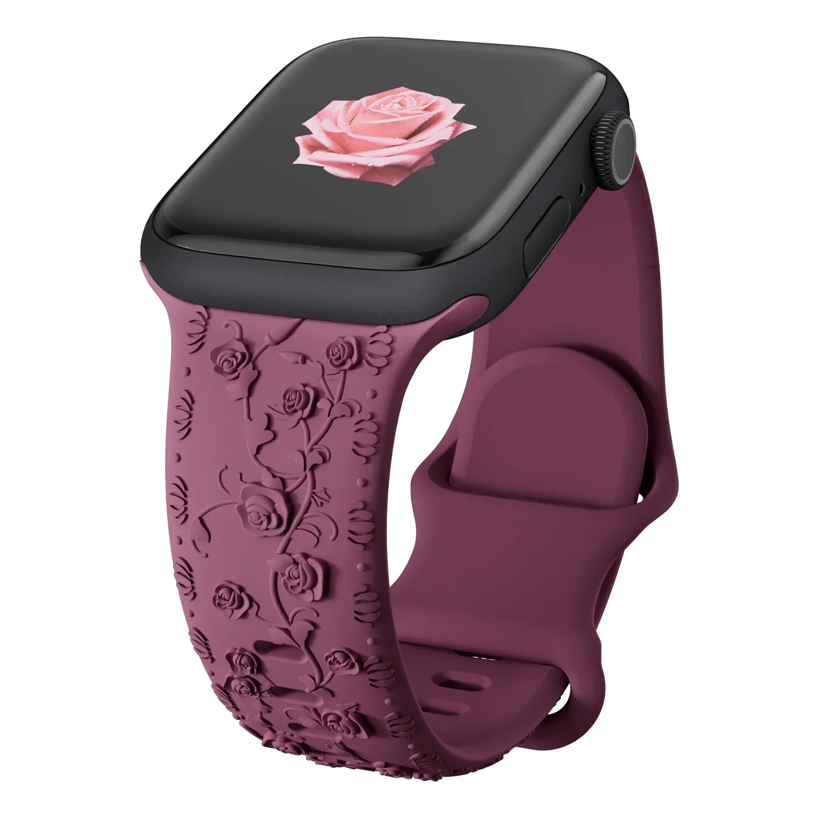 Engraved band for Apple Watch band 46mm 44mm 40mm 49mm 45mm 41mm 42mm Floral Silicone Correas Apple Watch Ultra 2 Series 10 9 8 7 6 SE 5