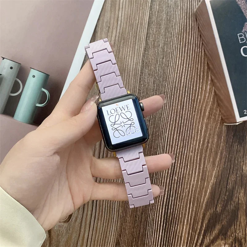 Carbon fiber band for Apple Watch band Ultra 2 49mm band 45mm 44mm 40mm 41mm PC watch band link band Series 9 8 7 6 5 4 SE