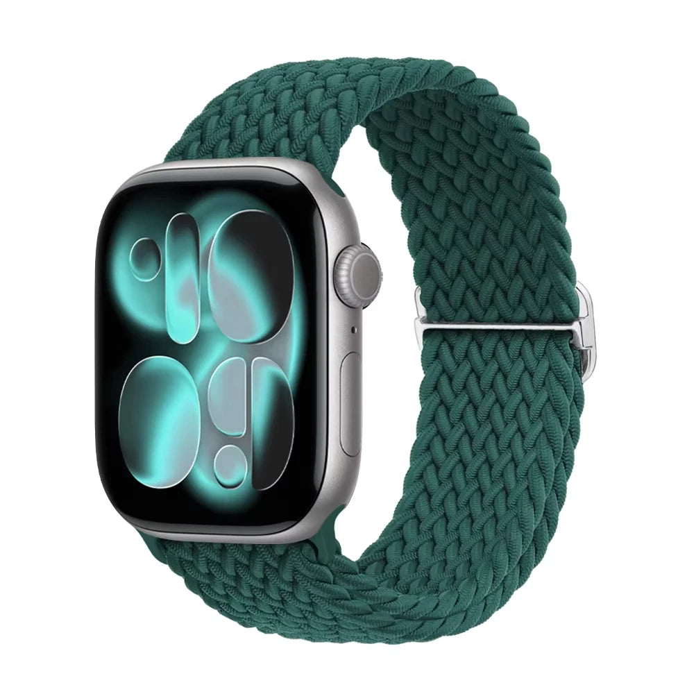 Braided band For Apple Watch band 44mm 45mm 49mm 46mm 40mm 41mm 38mm Elastic Adjustable Nylon band Apple Watch Series 11 10 9 8 SE 7 Ultra3