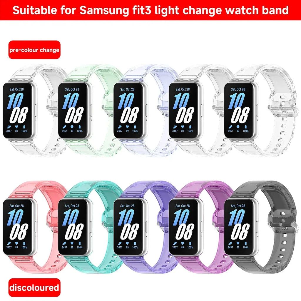 TPU Watchband For Samsung Fit3 Transparent Change Color Light Wrist Bracelet For Samsung Fit 3 Strap Silicone Replacement Strap