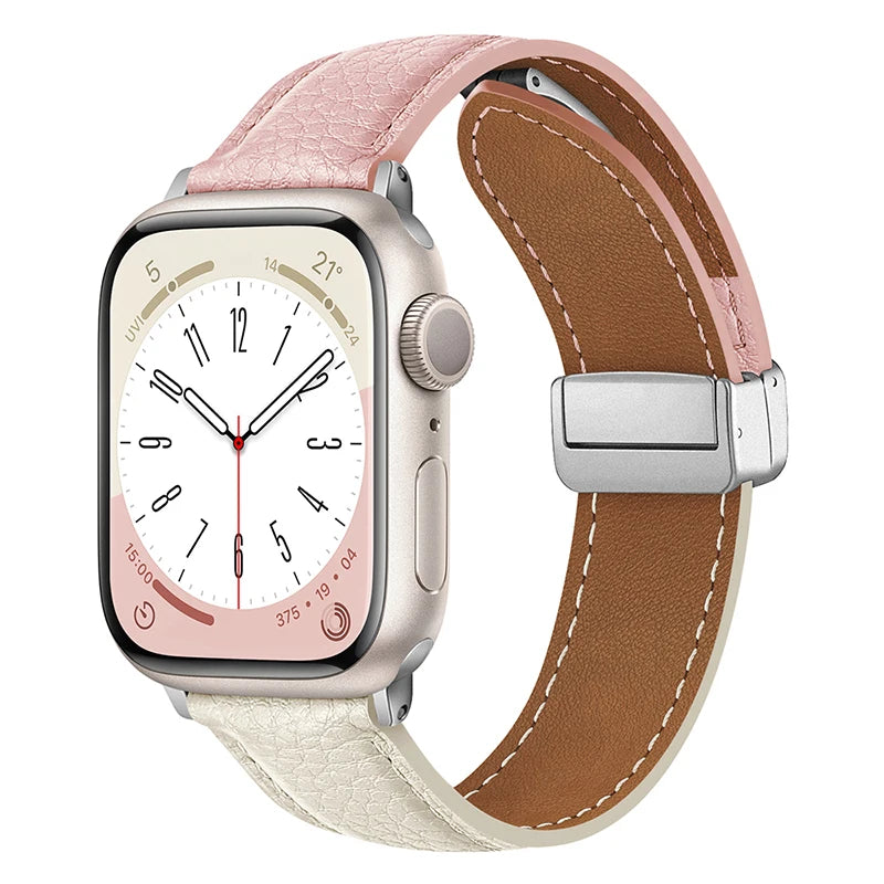 Leather Magnetic Buckle band for Apple Watch 8 7 45mm 41mm Ultra 49mm PU Leather band for Apple Watch Series 6 5 4 3 44mm 42mm 40mm