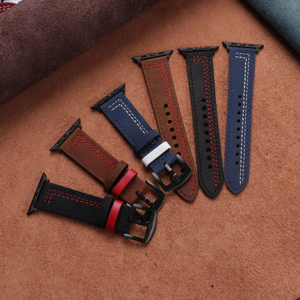 Leather loop band For Apple Watch Ultra 2 band 44mm 45mm 49mm 40mm 42mm 38mm 41mm sport band Apple Watch Series 9 8 7 3 4 5 6 se