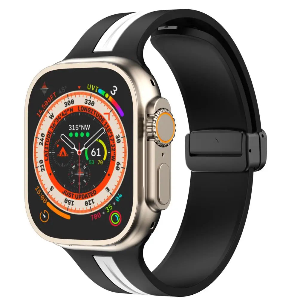 Magnetic buckle band For Apple Watch Ultra 2 band 49mm 44mm 40mm 45mm 41mm 38mm Silicone band Apple Watch Series 7 3 6 5 SE 8 9