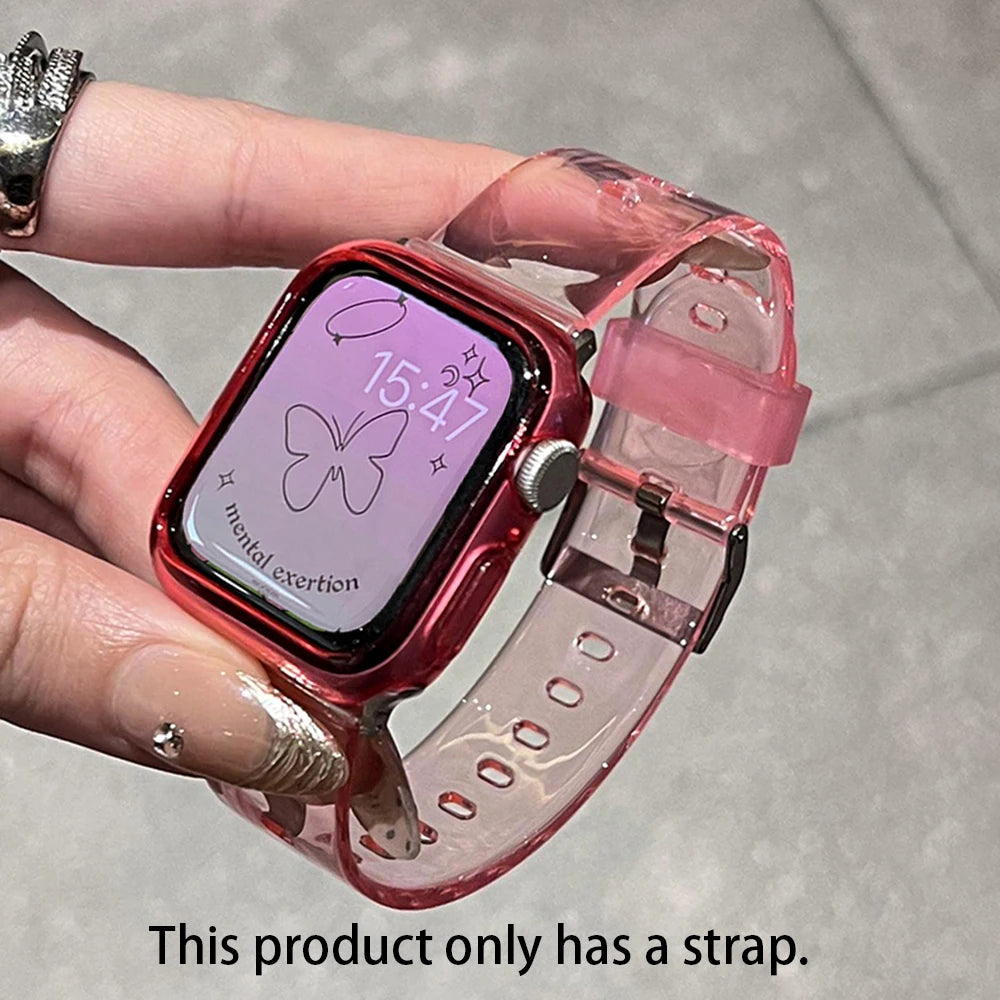 Silicone band For Apple Watch band 49mm 46mm 42mm 40mm 42mm 45mm 41mm 44mm 38mm Glacier Jelly Clear band For Apple Watch Series 10 9 8 Ultra