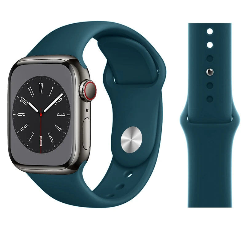 Silicone band For Apple Watch band 45mm 46mm 44mm 41mm 40mm 42mm Sport Correa band Apple Watch Series 11 10 SE 9 8 7 6 5 Ultra 3