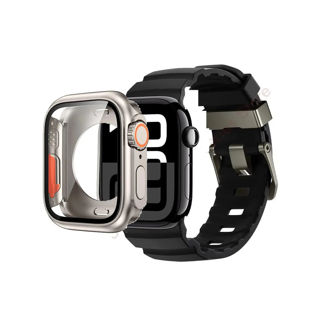 Silicone band+Case Change to Ultra For Apple Watch Ultra 10 9 8 7 6 5 4 SE For Apple Watch 46mm 49mm 45mm 44mm 42mm 41mm 40mm 38mm