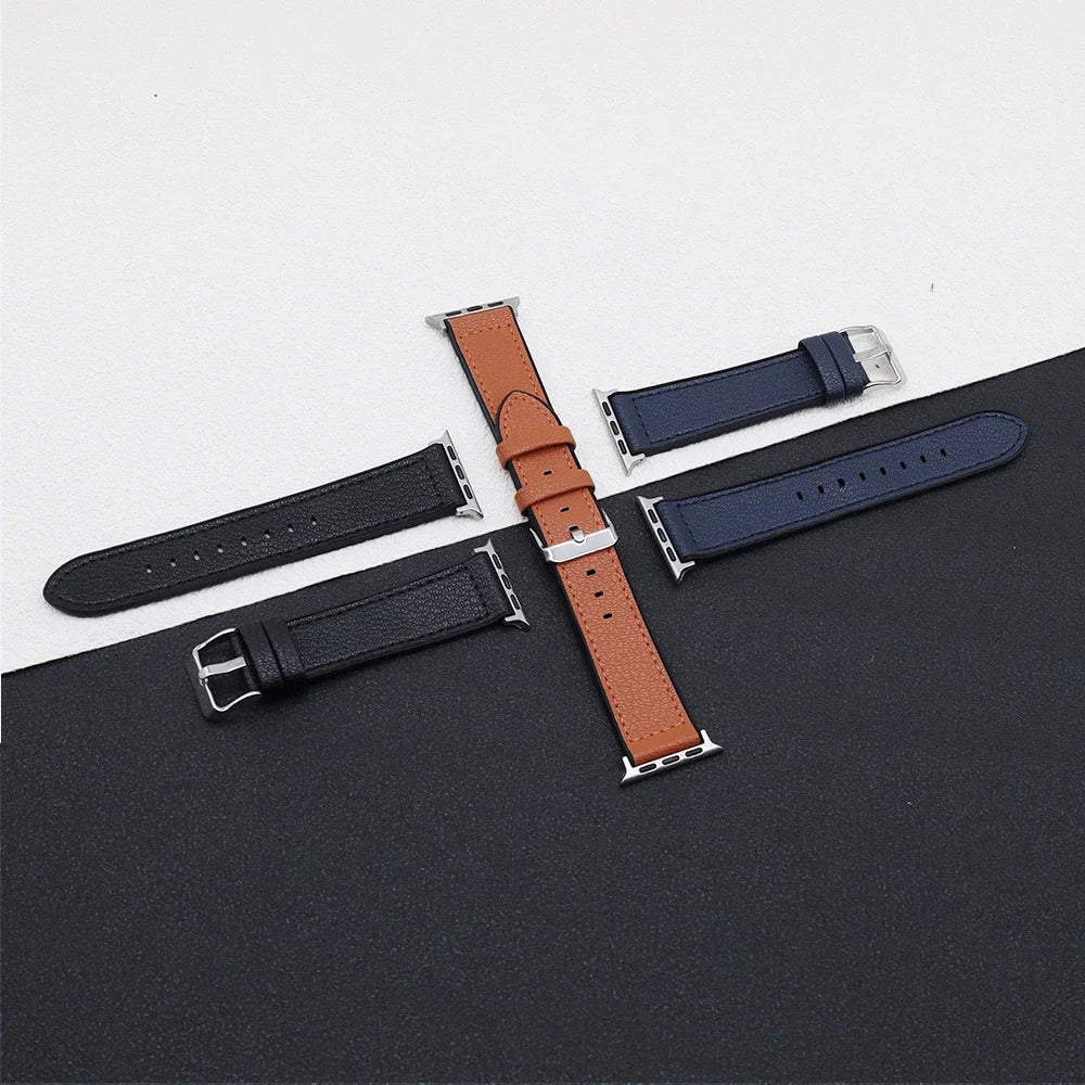 PU Leather band for Apple Watch band 45mm 44mm 40mm 42mm 46mm 41mm Ultra 49mm soft band for Apple Watch Series 10 9 8 7 6 5 SE 4