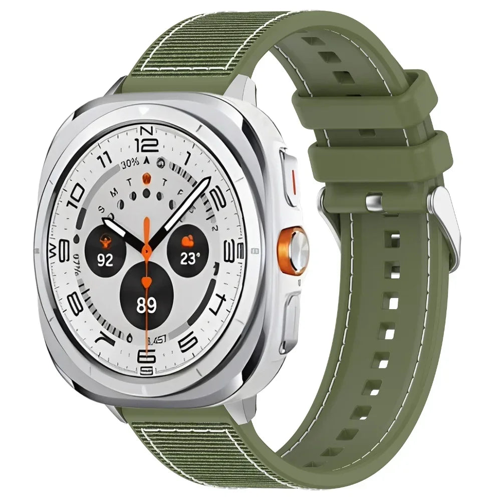 Silicone Nylon Strap for Samsung Galaxy Watch Ultra 8-7 47mm Comfortable Breathable Band Bracelet for Galaxy Watch Ultra 7 47mm