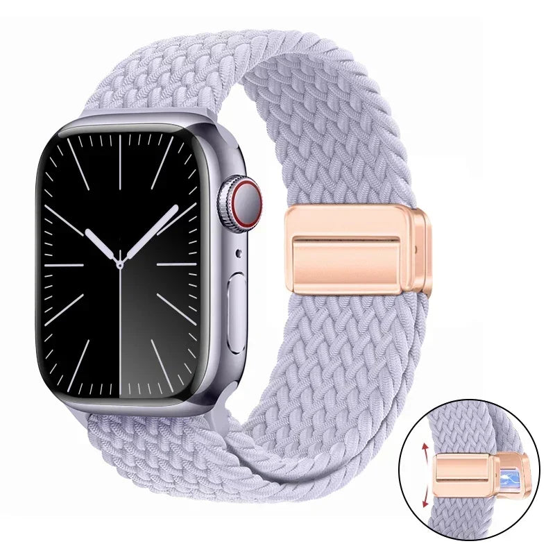 Magnetic Braided band For Apple Watch band 46mm 42mm 45mm 41mm 44mm 40mm Ultra 2 49mm Nylon band Apple Watch 10 9 8 7 6 5 4 SE