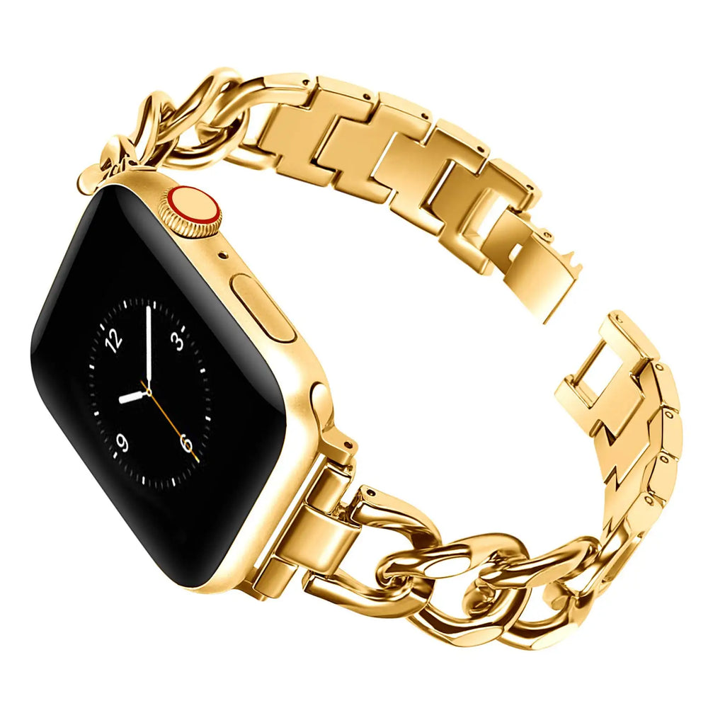 Women Gold Loop band For Apple Watch 8 7 44mm 41mm 45mm Stainless Steel metal band For Apple Watch 7 6 SE Women Girl Lady bands