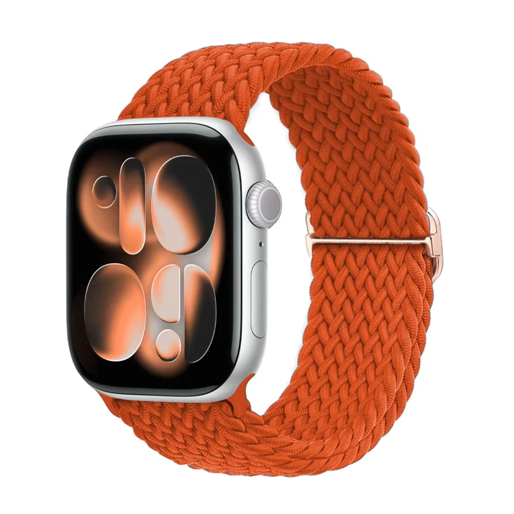 Braided band For Apple Watch band 44mm 45mm 49mm 46mm 40mm 41mm 38mm Elastic Adjustable Nylon band Apple Watch Series 11 10 9 8 SE 7 Ultra3
