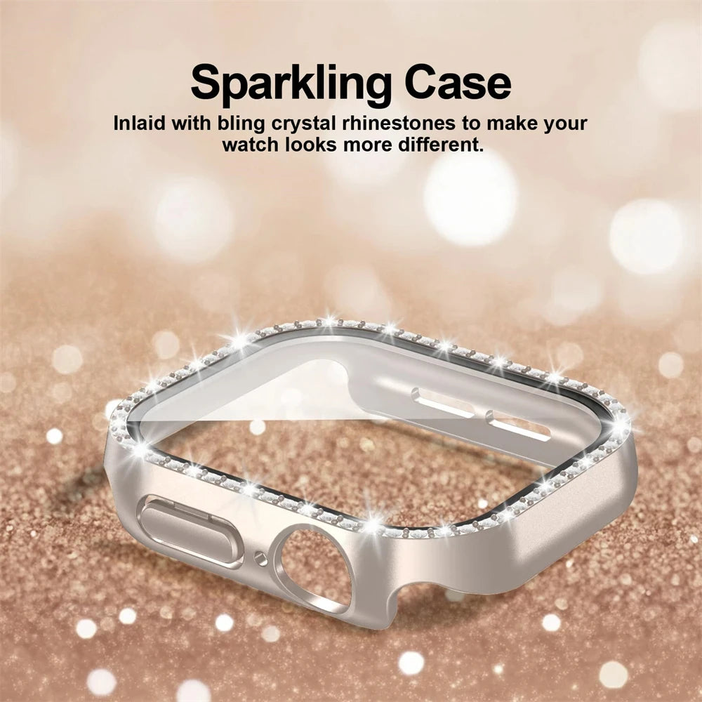 Diamond Band+cover for Apple Watch case Series 10 42mm 46mm 41mm 45mm band+Screen Protector+Bumper Apple Watch 9 8 7 6 5 4 40mm 44mm