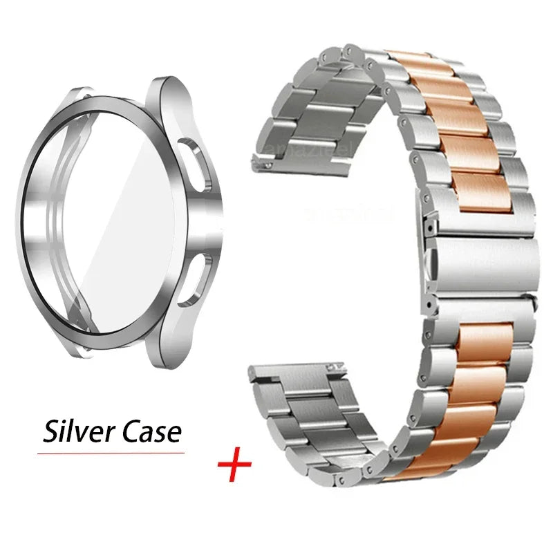 Strap+Screen Case Protector For Samsung Galaxy Watch 7 6 5 4 40mm 44mm Band Cover For Samsung Galaxy Watch 7 44mm Metal Bracelet
