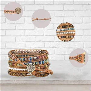 Bohemia Jewelry band for Apple Watch Series 7 38mm 40mm 42mm 44mm Handmade Vintage Natural beads braided band Apple Watch 6 SE 5 4 3