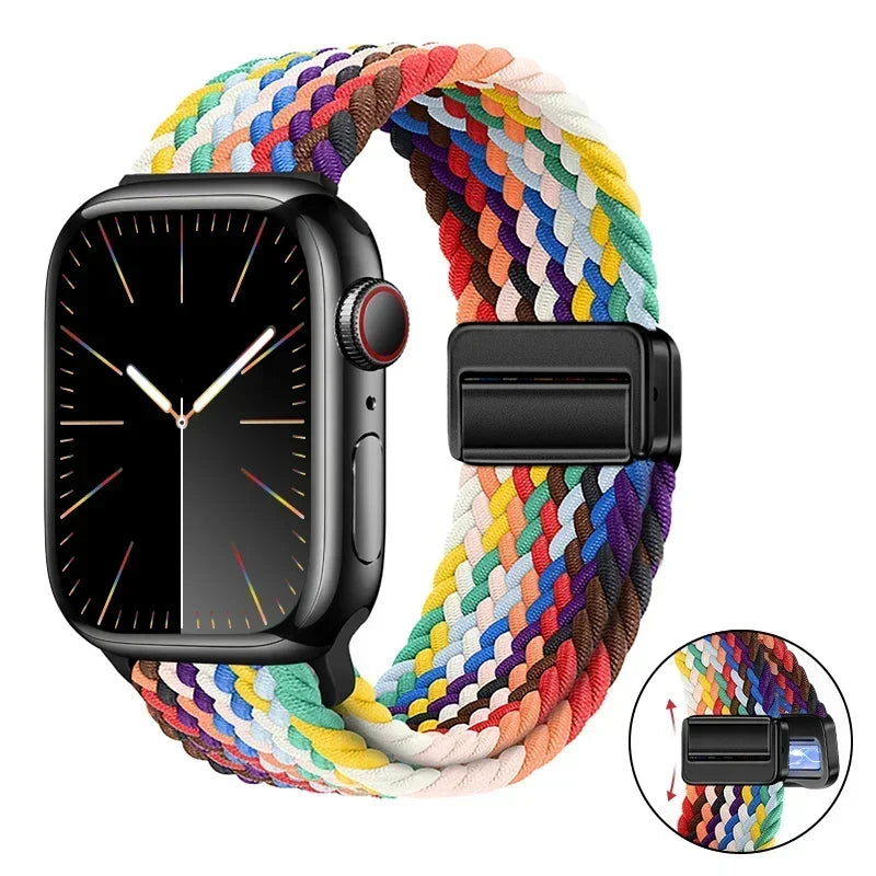 Magnetic Braided band For Apple Watch band 46mm 42mm 45mm 41mm 44mm 40mm Ultra 2 49mm Nylon band Apple Watch 10 9 8 7 6 5 4 SE