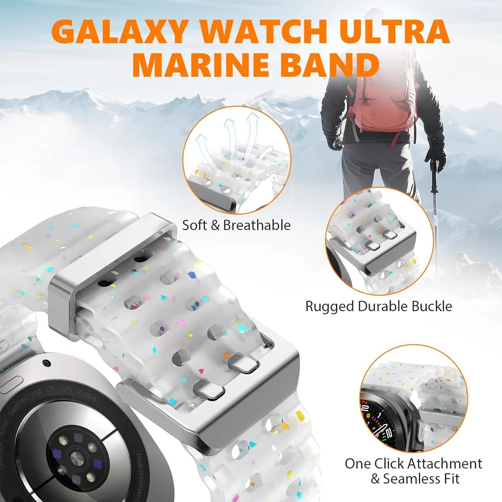 Original Marine for Samsung Galaxy watch Ultra 2 Strap accessories Colorful Sport Bracelet Correa Galaxy watch 7 Ultra 47mm Band