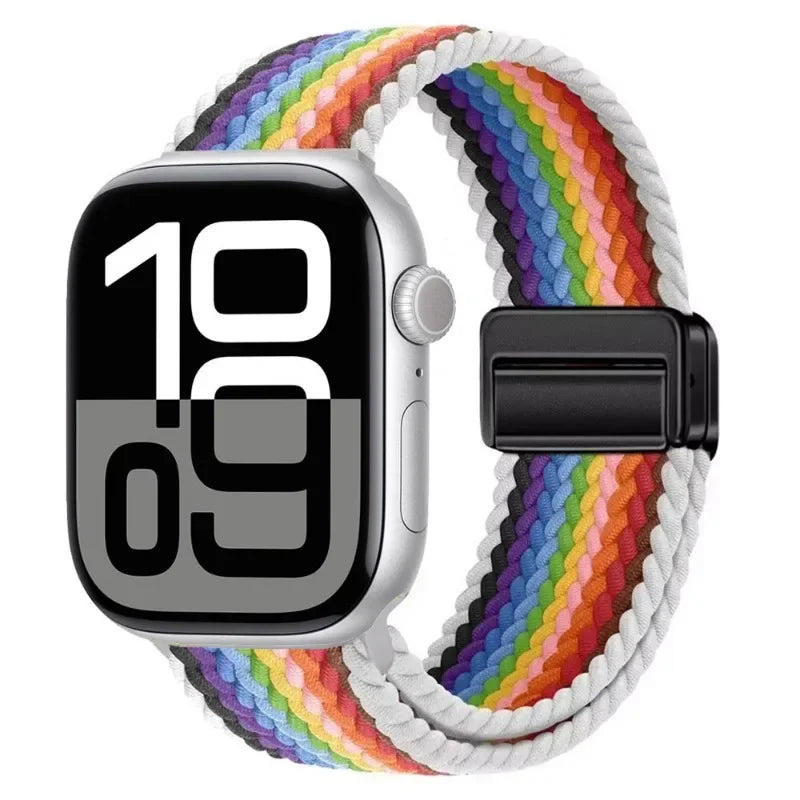 Nylon Braided Loop band for Apple Watch Ultra 3 2 49mm 11 10 42mm 46mm 9 8 7 45mm 41mm Magnetic band Apple Watch 6 5 SE 44mm 40mm band